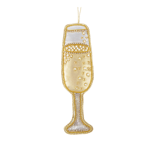 <p>Champagneglass med broderinger 15,5cm gull Tinker Tailor</p>
