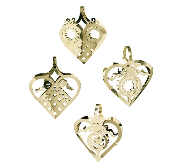 Miniatyrhjerter gull 4pk fra Jette Frölich