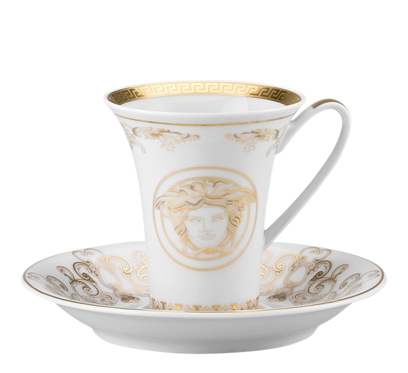 Medusa Gala gold espressokopp med skål fra Versace