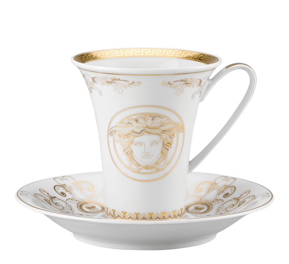 Medusa Gala gold kaffekopp med skål fra Versace