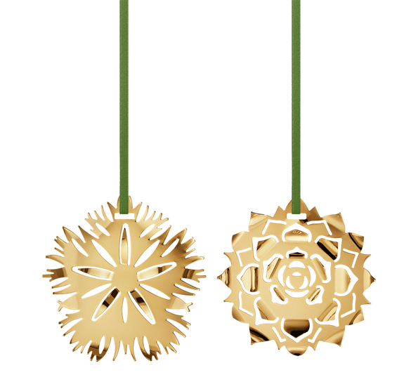 CC 2020 juleornament Ice Dianthus og rosette gull fra Georg Jensen