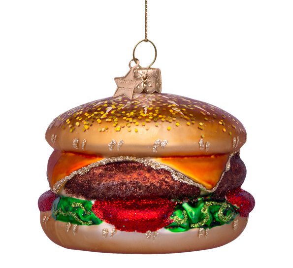Glassornament hamburger H6 cm fra Vondels