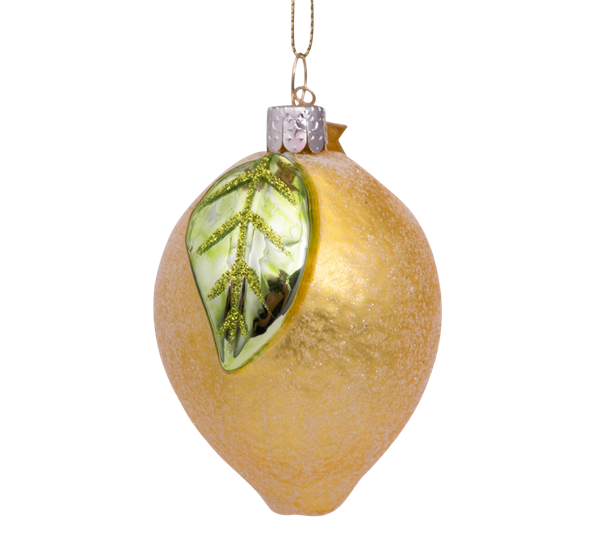 Glassornament sitron gul H8 cm fra Vondels