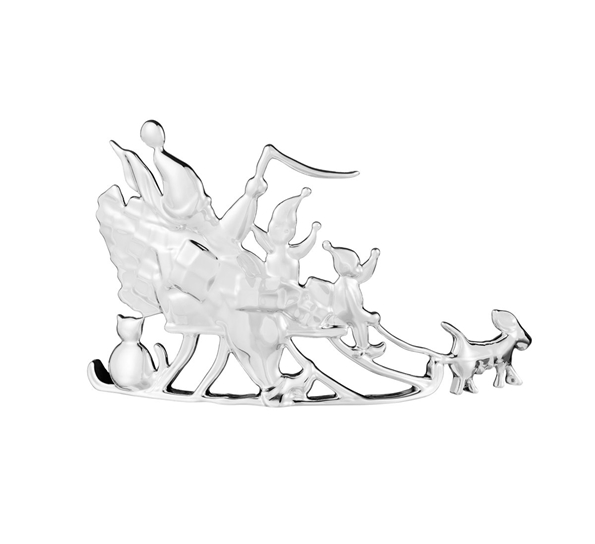 Karen Blixen julenissens slede bordpynt forsølvet fra Rosendahl