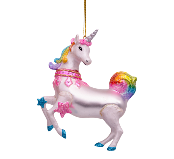 Glassornament regnbue enhjørning H11 cm fra Vondels