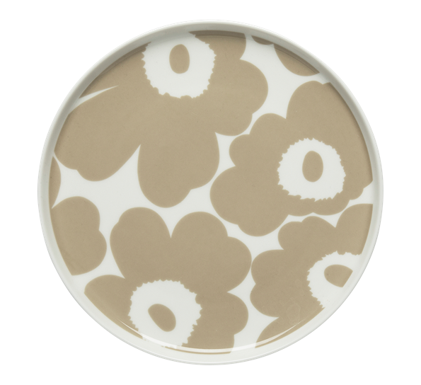 Oiva Unikko asjett 20 cm hvit beige fra Marimekko