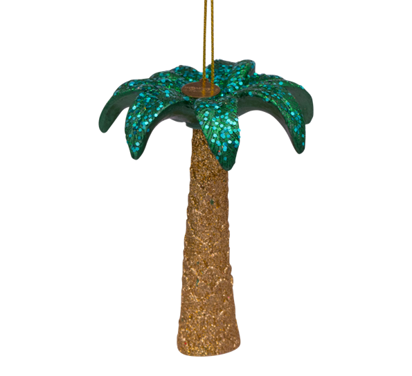 Glassornament palme grønn og gull H9 cm fra Vondels