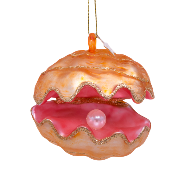 Glassornament østers med perler H7 cm fra Vondels