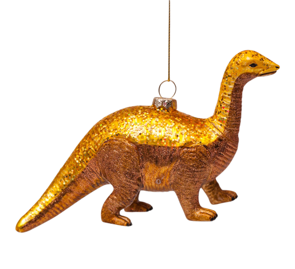 Glassornament dinosaur med gull H14 cm fra Vondels