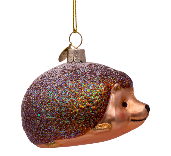 Glassornament pinnsvin brunt H6 cm fra Vondels