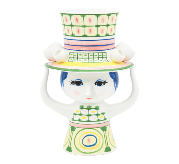 Lady with hat vase 24,5 cm grønn fra Bjørn Wiinblad