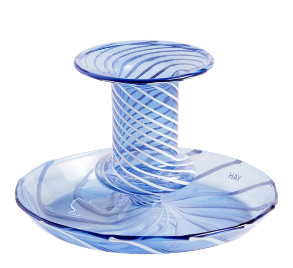 Flare Stripe lysestake lys blå og hvit fra HAY