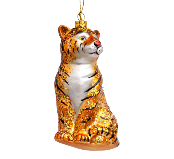 Glassornament tiger H12 cm fra Vondels