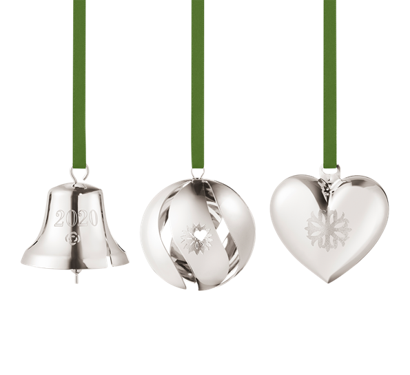 CC 2020 gavesett juleklokke julekule hjerte palladium fra Georg Jensen