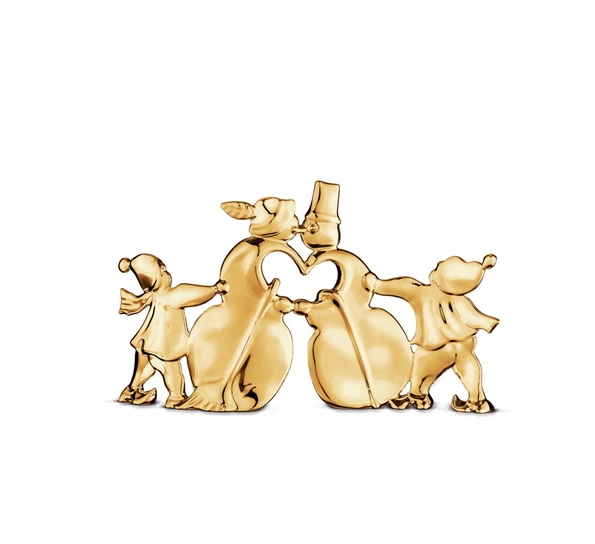 Karen Blixen snømannpar bordpynt forgylt fra Rosendahl