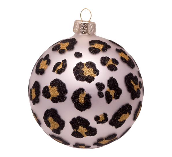 Glasskule matt sølv med leopardprint H8 cm fra Vondels