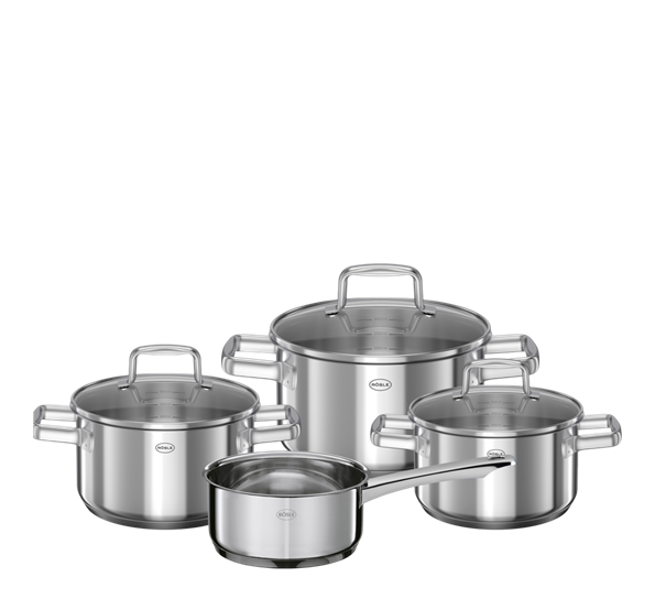 Moments grytesett med glasslokk 7 deler stål fra Rösle
