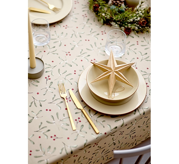 Winter Berries akrylduk misteltein pr meter antiskli fra Södahl