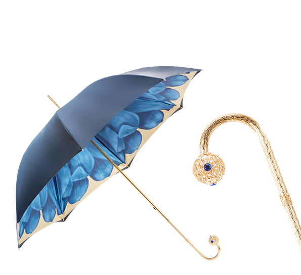 Paraply lang georginer blå fra Pasotti Ombrelli