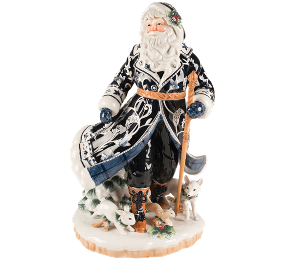 F&F Julenisse i blå frakk 48 cm fra Goebel