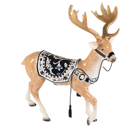 F&F Reinsdyr med blå dekken 40 cm fra Goebel