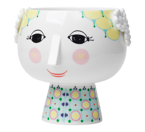 Eva urtepotteskjuler på fot 14,5 cm gul fra Bjørn Wiinblad