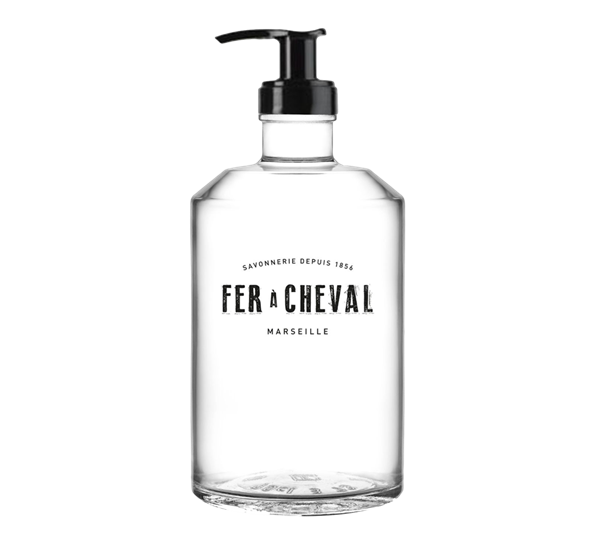 Fer á Cheval glassflaske med pumpe tom 500ml fra Fer á Cheval