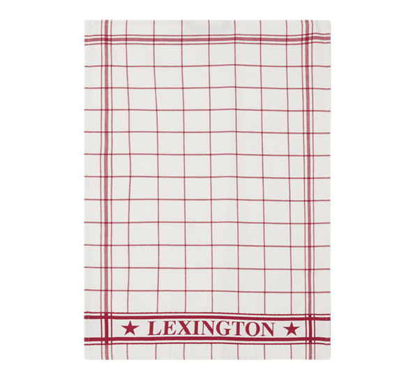 <p>Checked kjøkkenhåndkle&nbsp;hvit rød 50x70 cm fra Lexington</p>
