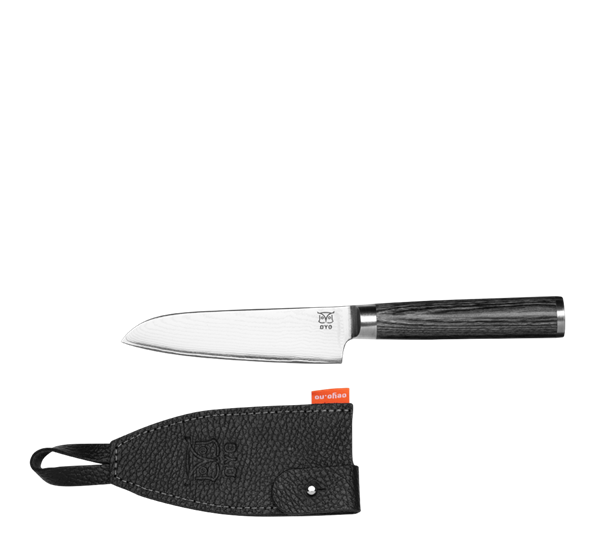 Skarvet santoku grønnsakskniv 12 cm grå fra Øyo