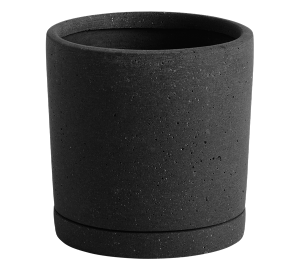Plant pot krukke med fat M sort fra HAY