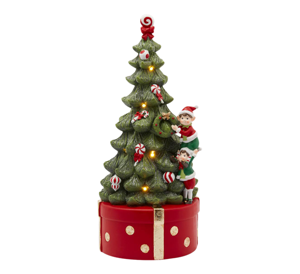 Juletre spilledåse med LED 37 cm grønn rød EDG Enzo de Gasperi