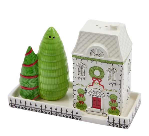 Salt - og peppersett 3 deler 11x14x6 cm grønn rød EDG Enzo de Gasperi