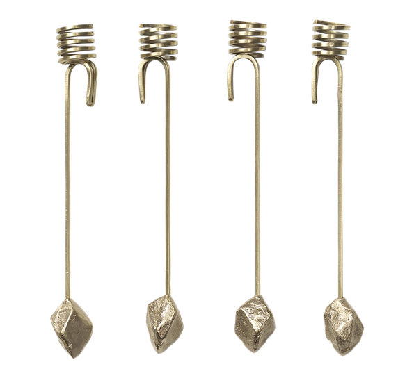 Stone juletrelysholder 4 pk mattpolert messing fra Ferm Living