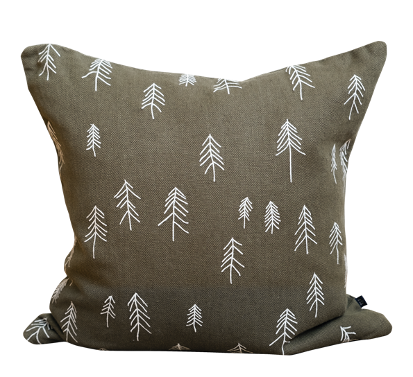 Tall brodert putetrekk 48x48 cm grønn natur fra Fine Little Day