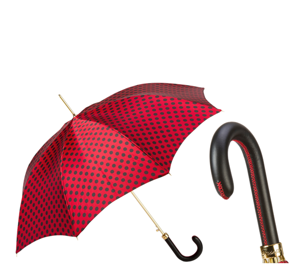 Paraply lang med sorte prikker rød fra Pasotti Ombrelli