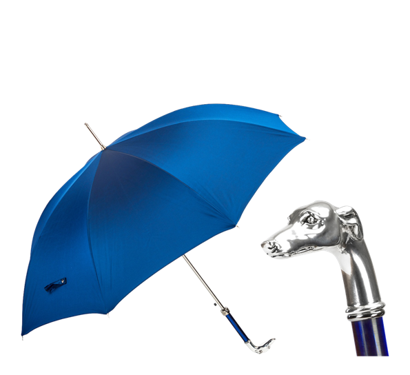 Paraply lang greyhound sølv blå fra Pasotti Ombrelli