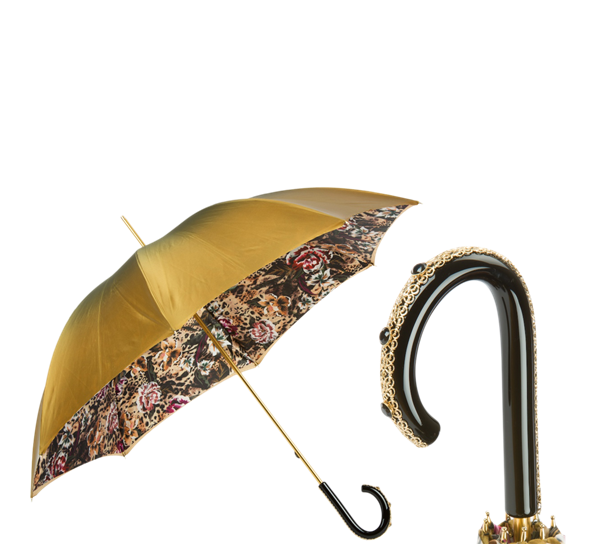 Paraply lang animalier gylden fra Pasotti Ombrelli