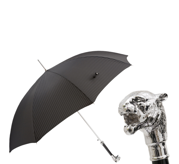 Paraply lang med tigerhode sort fra Pasotti Ombrelli