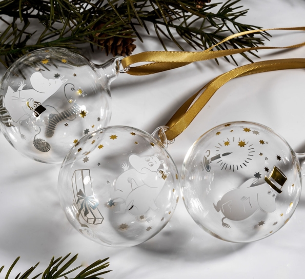 Mummi julekule 7 cm Sparkling Stars 3pk fra Muurla