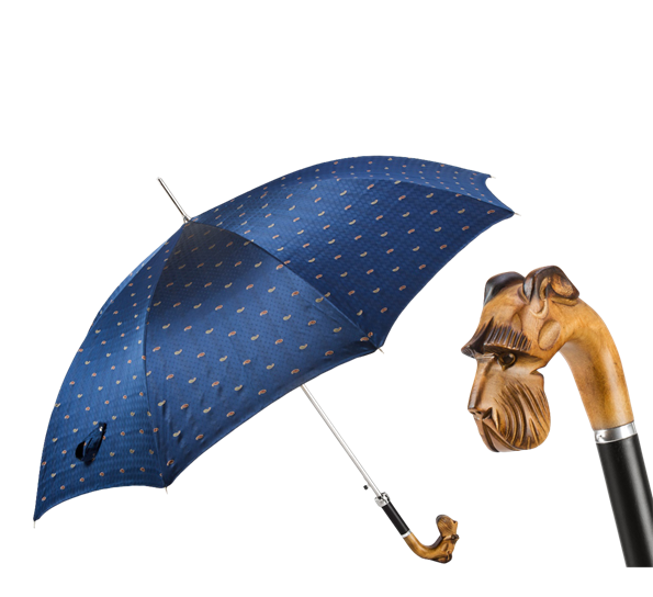 Paraply lang Schnauzer håndskjært blå fra Pasotti Ombrelli