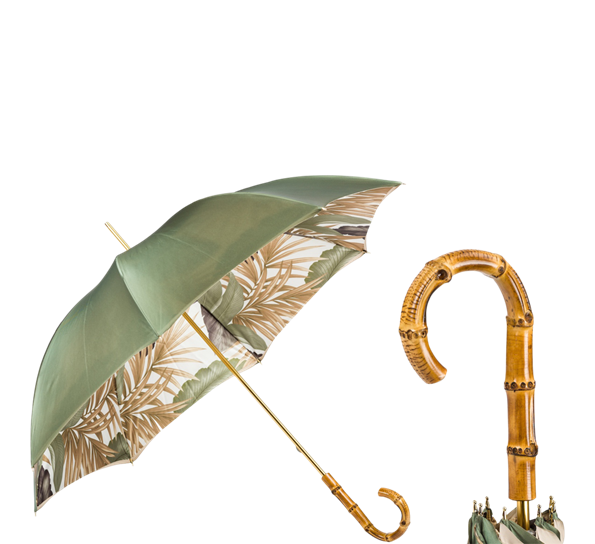 Paraply lang Tropical grønn fra Pasotti Ombrelli