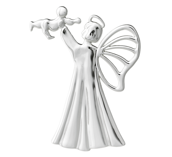 Karen Blixen engel med barn H9 forsølvet fra Rosendahl