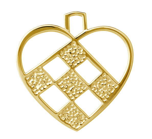 Karen Blixen flettet hjerte H7,5 forgylt fra Rosendahl