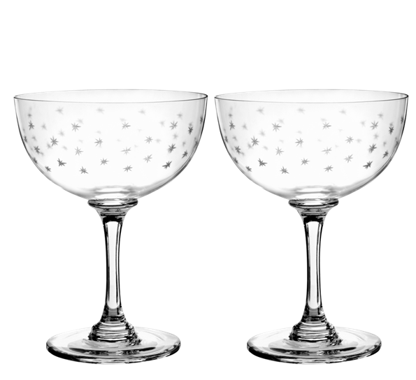 Champagneskål stars 150 ml 2-pk klar fra The Vintage List