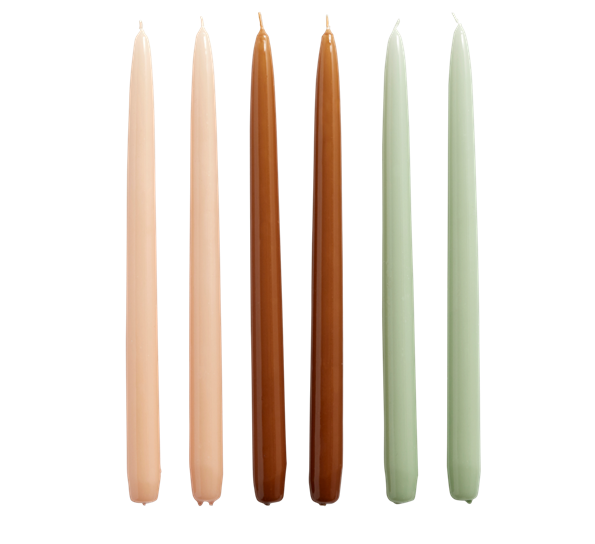 Conical Candle stearinlys 6-pk fersken, karamell og mint fra HAY