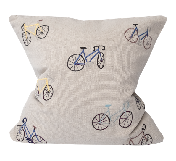 Bicycles brodert putetrekk 48x48 cm beige fra Fine Little Day