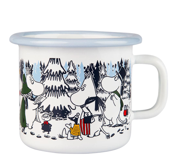 Mummi emaljekrus 2,5 dl Vinterskog hvit grå fra Muurla