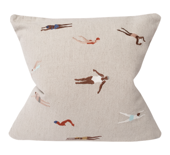 Swimmers brodert putetrekk 48x48 cm beige fra Fine Little Day