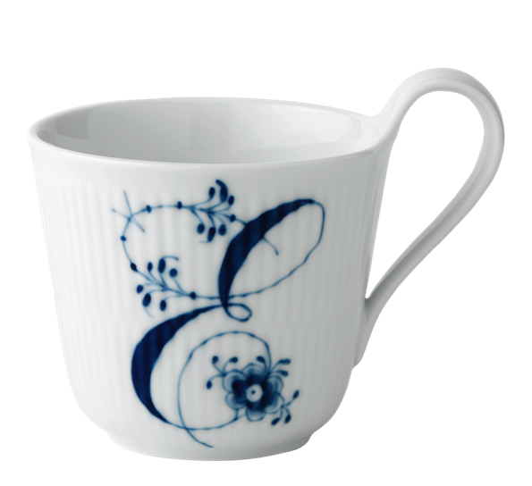 Blå Riflet Alfabetkrus E 33 cl fra n