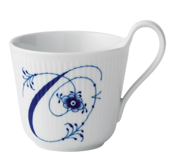 Blå Riflet Alfabetkrus O 33 cl fra n